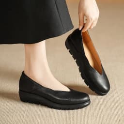 French-style Shallow-mouthed Women's Single Shoes, Round-toed Thick-soled Shoes, Comfortable Grandma Shoes Flats