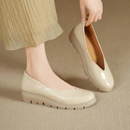 French-style Shallow-mouthed Women's Single Shoes, Round-toed Thick-soled Shoes, Comfortable Grandma Shoes Flats