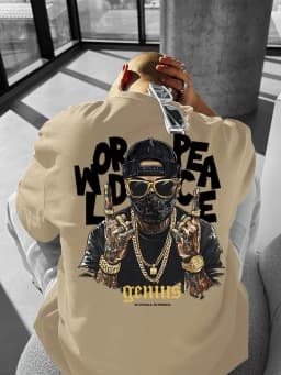 European and American men's summer Gothic letter figure print comfortable and breathable round neck T-shirt outdoor street top