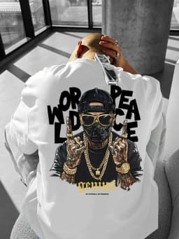 European and American men's summer Gothic letter figure print comfortable and breathable round neck T-shirt outdoor street top