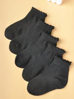 5 pairs of new children's socks, lightweight, breathable, solid color running sports socks