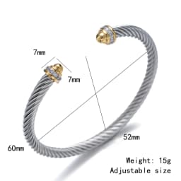 Unique X Design Wire Rope Bracelet Stainless Steel Bangle for Women Gold Plated Jewelry Gift Cubic Zirconia Cuff Bracelet