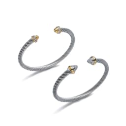Unique X Design Wire Rope Bracelet Stainless Steel Bangle for Women Gold Plated Jewelry Gift Cubic Zirconia Cuff Bracelet
