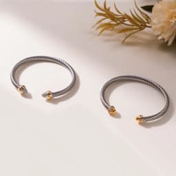 Unique X Design Wire Rope Bracelet Stainless Steel Bangle for Women Gold Plated Jewelry Gift Cubic Zirconia Cuff Bracelet