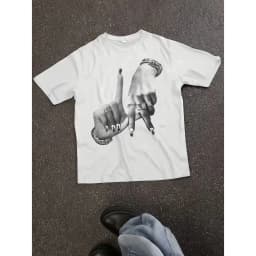 Y2K Los Angeles Print Unisex T-Shirt Short Sleeve Casual Top with Hand Gesture & Lettering,Relaxed Fit Round Neck Themed Outfits