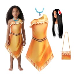 Kids Pocahontas Princess Costume Girls Native American Fancy Dress with Necklace Halloween Carnival Party Cosplay Outfit