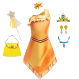 Kids Pocahontas Princess Costume Girls Native American Fancy Dress with Necklace Halloween Carnival Party Cosplay Outfit
