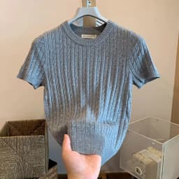 Zjaiss 2026 Summer Korean Retro Elegant Texture Short Sleeve O-Neck Twist Knit Top Women Soft Casual Versatile Thin T-shirt