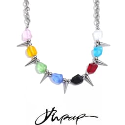 Yhpup 2026 Arrivals Stainless Steel Colorful Acrylic Rivet Drop Necklace Hip-Hop Nightclub Party Wear Unisex Jewelry
