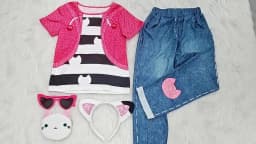Kids Cartoon Costume Halloween Girls Cosplay Cats Printed Tops With Pants For Children Birthday Party Carnival Fancy Dress Up