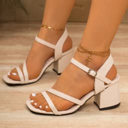 Square Heel High Sandals Women 2026 Summer Fashion High Heeled Dress Shoes Woman Slip on Straps Women's Sandals 35-43