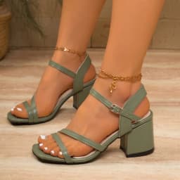 Square Heel High Sandals Women 2026 Summer Fashion High Heeled Dress Shoes Woman Slip on Straps Women's Sandals 35-43
