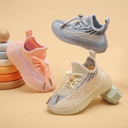 Kids Spring and Autumn Sneakers Soft Breathable Running Knitting Infant Teenage Mesh Sports Boy Girl Lightweight Coconut Shoes