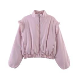 KLKXMYT Fashion Satin Cropped Bomber Jackets For Women 2026 Spring Casual Stand Collar Puff Sleeve Zipper Lady Streetwear Coat