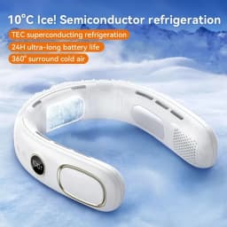 Portable Bladeless Neck Fan with TEC Cooling, 5-Speed Adjustable, USB Rechargeable Hands-Free Wearable Fan for Outdoor Travel