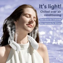 Portable Bladeless Neck Fan with TEC Cooling, 5-Speed Adjustable, USB Rechargeable Hands-Free Wearable Fan for Outdoor Travel