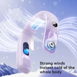 Portable Bladeless Neck Fan with TEC Cooling, 5-Speed Adjustable, USB Rechargeable Hands-Free Wearable Fan for Outdoor Travel