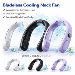 Portable Bladeless Neck Fan with TEC Cooling, 5-Speed Adjustable, USB Rechargeable Hands-Free Wearable Fan for Outdoor Travel