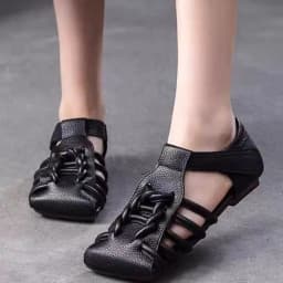 Designer Leather Sandals Women Handmade Woven Literary Style Hollow Flat Roman Sandals Comfortable Ladies Summer Shoes Sandalias