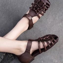 Designer Leather Sandals Women Handmade Woven Literary Style Hollow Flat Roman Sandals Comfortable Ladies Summer Shoes Sandalias