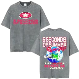 5 Seconds of Summer Everyone's A Star Album World Tour Vintage Washed T-shirts Men Women Gothic Hip Hop Style Oversized T Shirts