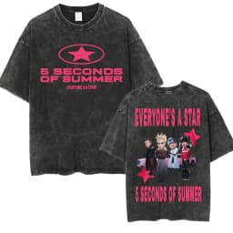 5 Seconds of Summer Everyone's A Star Album World Tour Vintage Washed T-shirts Men Women Gothic Hip Hop Style Oversized T Shirts