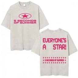 5 Seconds of Summer Everyone's A Star Album World Tour Vintage Washed T-shirts Men Women Gothic Hip Hop Style Oversized T Shirts