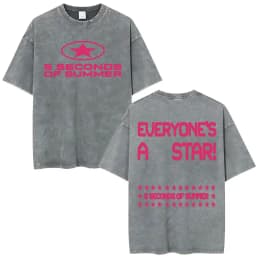 5 Seconds of Summer Everyone's A Star Album World Tour Vintage Washed T-shirts Men Women Gothic Hip Hop Style Oversized T Shirts