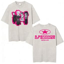 5 Seconds of Summer Everyone's A Star Album World Tour Vintage Washed T-shirts Men Women Gothic Hip Hop Style Oversized T Shirts