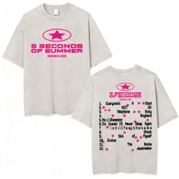 5 Seconds of Summer Everyone's A Star Album World Tour Vintage Washed T-shirts Men Women Gothic Hip Hop Style Oversized T Shirts