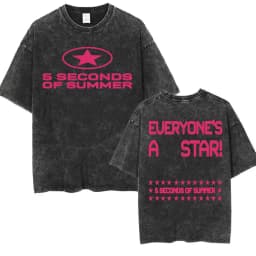 5 Seconds of Summer Everyone's A Star Album World Tour Vintage Washed T-shirts Men Women Gothic Hip Hop Style Oversized T Shirts