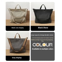 Bolso Tote Retro De Lona Gruesa a La Moda Con Correa Para Hombro, Bolso Casual De Gran Capacidad, Mochila Bandolera Multiusos