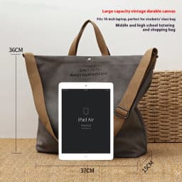 Bolso Tote Retro De Lona Gruesa a La Moda Con Correa Para Hombro, Bolso Casual De Gran Capacidad, Mochila Bandolera Multiusos