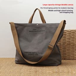 Bolso Tote Retro De Lona Gruesa a La Moda Con Correa Para Hombro, Bolso Casual De Gran Capacidad, Mochila Bandolera Multiusos