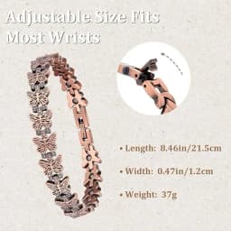 2 elegant copper magnetic bracelets, ring set, women's exclusive - slim butterfly design, suitable for daily jewelry gifts, dail