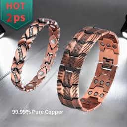 2-pack men's and women's magnetic bracelet - durable copper bracelet, adjustable bracelet - perfect choice for couples, Father's
