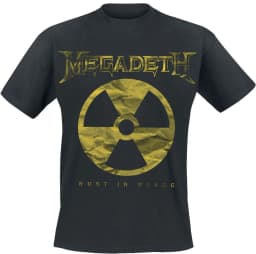 Megadeth Rust in Peace Radiation Symbol Print T Shirt, 100% Cotton Casual Neutral Tee, Thrash Metal Streetwear