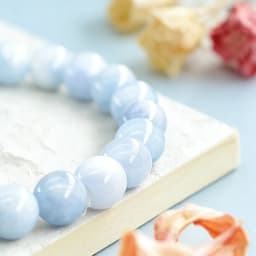 5A Natural Stone Aquamarine Blue Chalcedony Beads Bracelets Women Original Reiki Healing Round Stone Strand Bangles Friend Gift
