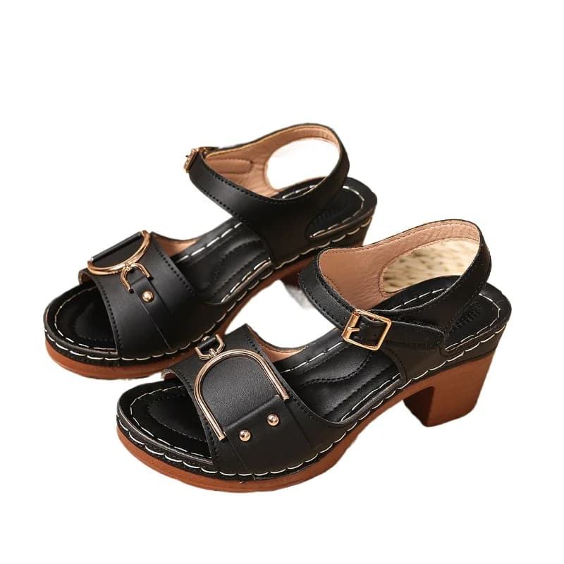2026 Solid Color One Line Fashion Sandals for Women Chunky Heel Sandals Adjustable Buckle Strap Shoes Summer Plus Size 36-43