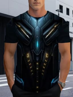 Men's 3D Printed Street Knight Gold Ninja Armor T-Shirt Casual Harajuku O-Neck Party Role Playing Short Sleeve Funny Tee Tops