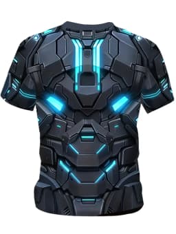 Men's 3D Printed Street Knight Gold Ninja Armor T-Shirt Casual Harajuku O-Neck Party Role Playing Short Sleeve Funny Tee Tops