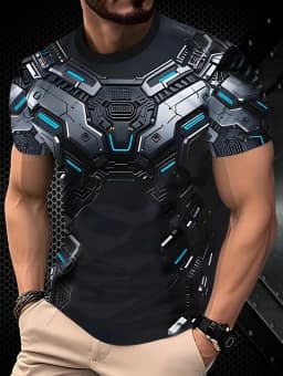 Men's 3D Printed Street Knight Gold Ninja Armor T-Shirt Casual Harajuku O-Neck Party Role Playing Short Sleeve Funny Tee Tops