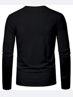 Men's 100% Pure Cotton Loose and Fashionable Letter Pattern Printed Sports and Leisure Round Neck Long Sleeved T-Shirt