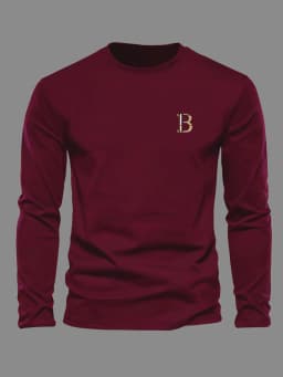 Men's 100% Pure Cotton Loose and Fashionable Letter Pattern Printed Sports and Leisure Round Neck Long Sleeved T-Shirt