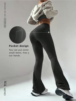 High Waist Flare Yoga Pants Women with Pockets Bootcut Leggings Tummy Control Gym Workout Fitness Wide Leg Trousers Activewear