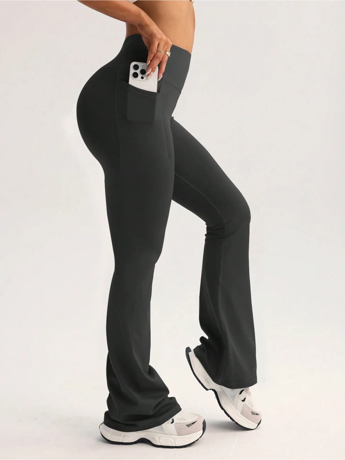 High Waist Flare Yoga Pants Women with Pockets Bootcut Leggings Tummy Control Gym Workout Fitness Wide Leg Trousers Activewear
