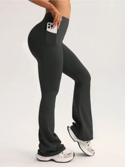 High Waist Flare Yoga Pants Women with Pockets Bootcut Leggings Tummy Control Gym Workout Fitness Wide Leg Trousers Activewear