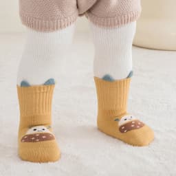 6 Pairs Cute Cartoon-Pattern Baby Anti-Slip Socks, Kid's Thick Looped Material Floor Socks, Warm Walking Socks