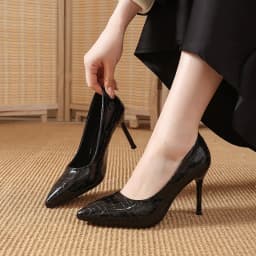 Women 10cm High Heels Stiletto Pumps Pointed Toe Green Nude Heels Office Lady Serpentine Patent Leather Wedding Party Prom Shoes
