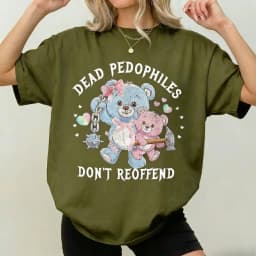 Dead Pedophiles Don’t Reoffend Save The Children Protective Parent Shirt We Love Our Kids Cartoons Graphic T-shirt Short-sleev
